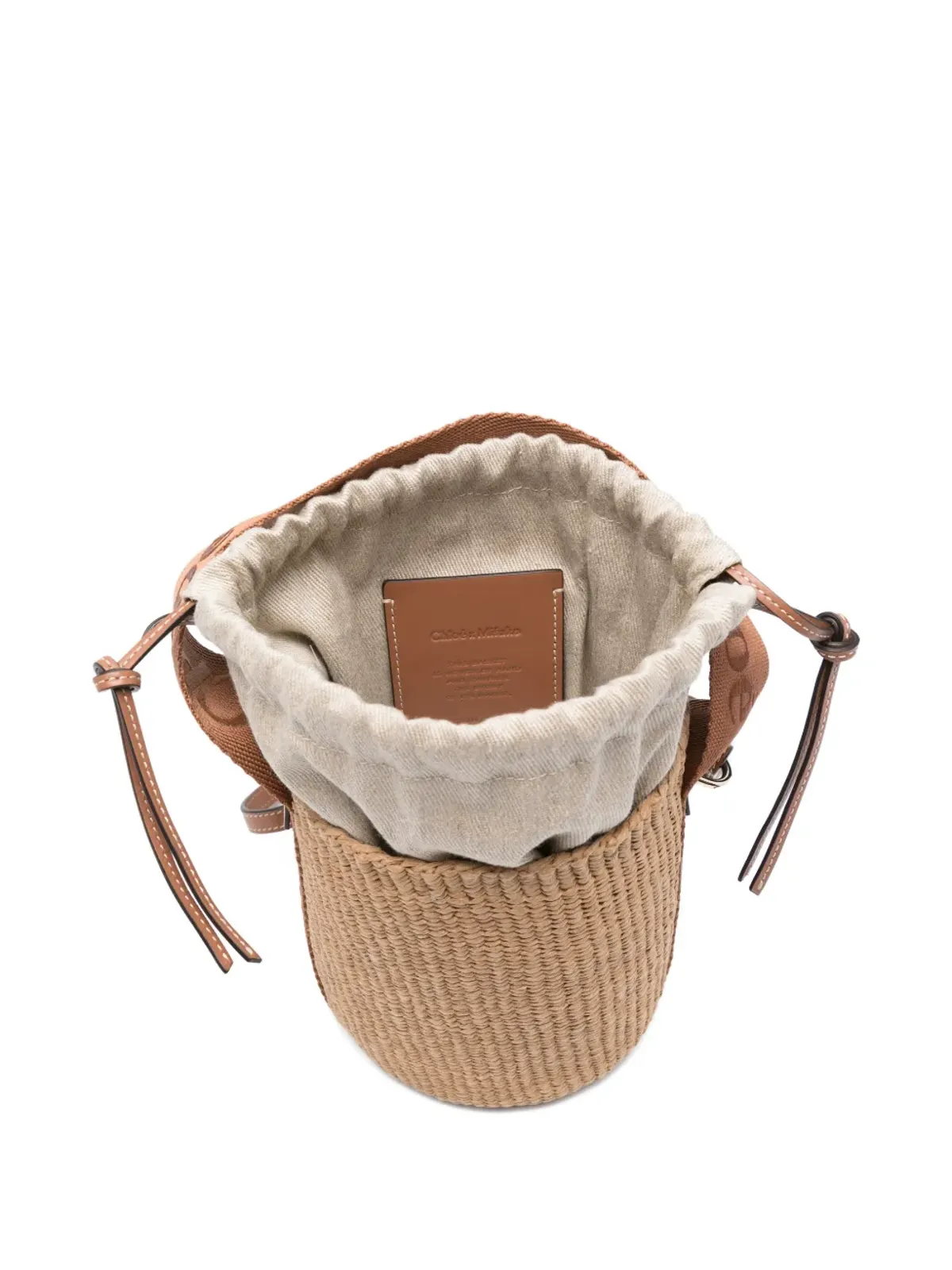 Chloé スモール ウッディ ラフィア バケットバッグ - 画像5