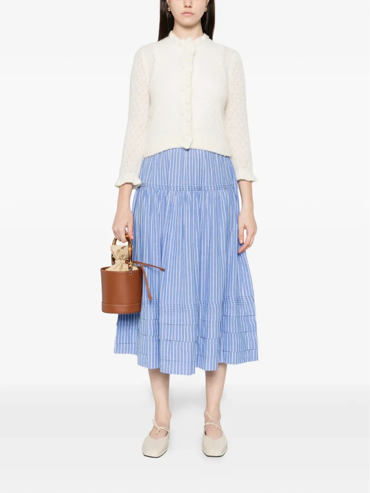 DÔEN Claudie フリル付き透かし編みカーディガン - 画像2