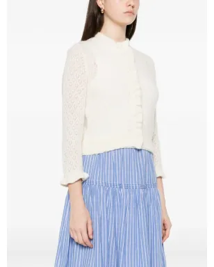 DÔEN Claudie フリル付き透かし編みカーディガン - サムネイル3