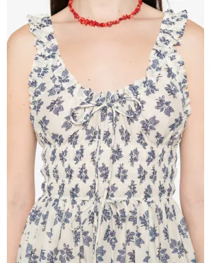 DÔEN Emmaretta 花柄スクープネック ミディドレス - White - サムネイル5