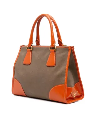 Prada Pre-Owned サフィアーノ・トリムド キャンバス・カンパーナ ロゴ ダブルジップ・サッチェル - ブラウン - サムネイル3
