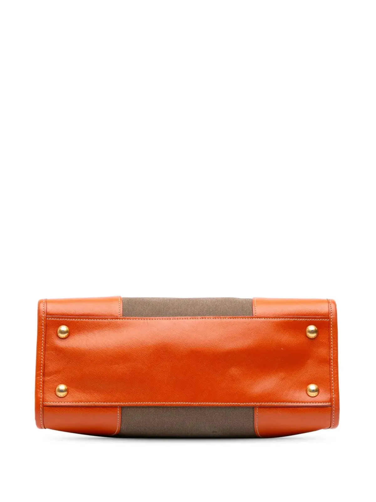 Prada Pre-Owned サフィアーノ・トリムド キャンバス・カンパーナ ロゴ ダブルジップ・サッチェル - ブラウン - 画像4