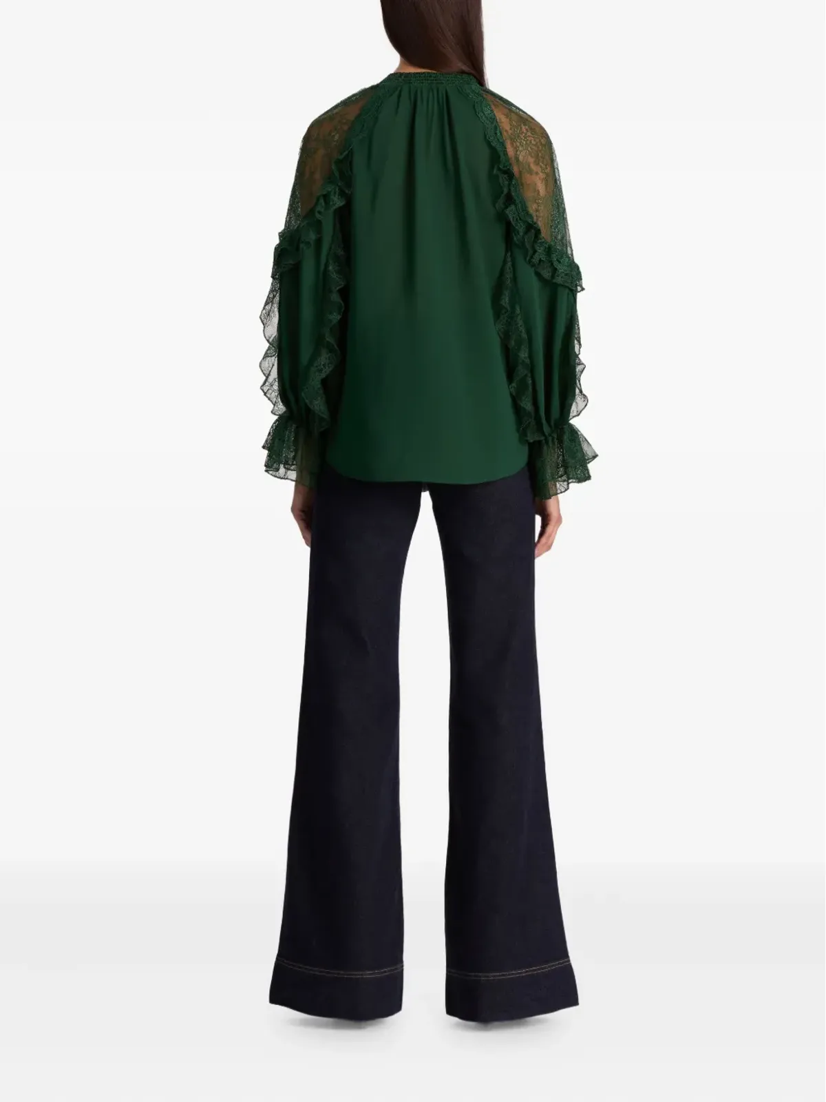 alice + olivia アリーナ レーストリムのフリルブラウス - 画像4