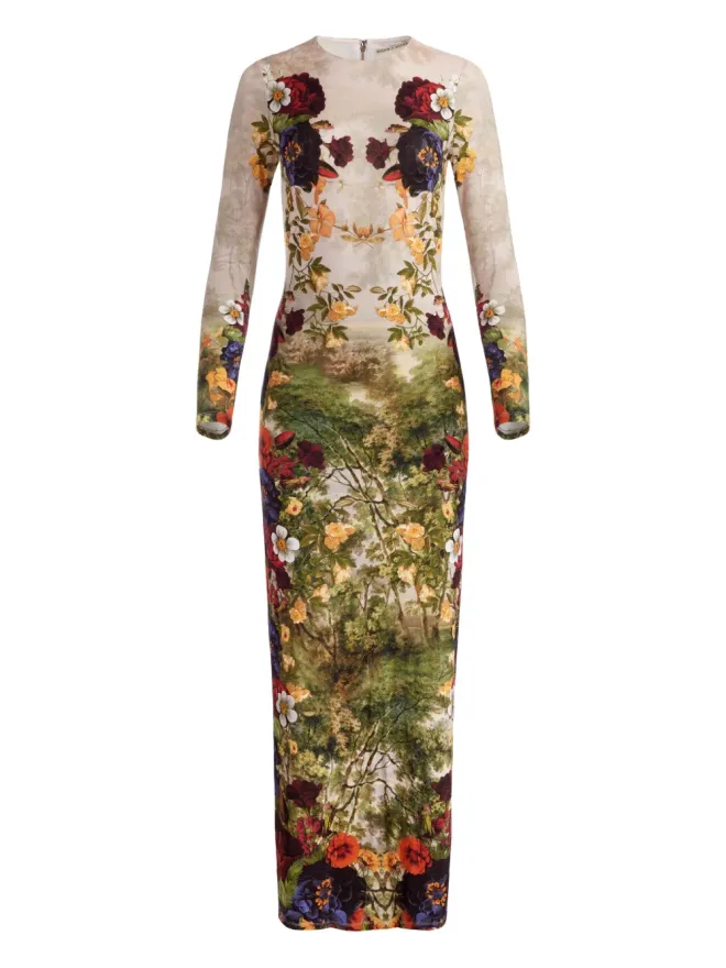 Alice + Olivia alice + olivia デルオラ 花柄プリント 長袖マキシドレスの商品画像