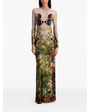 alice + olivia デルオラ 花柄プリント 長袖マキシドレス - サムネイル2