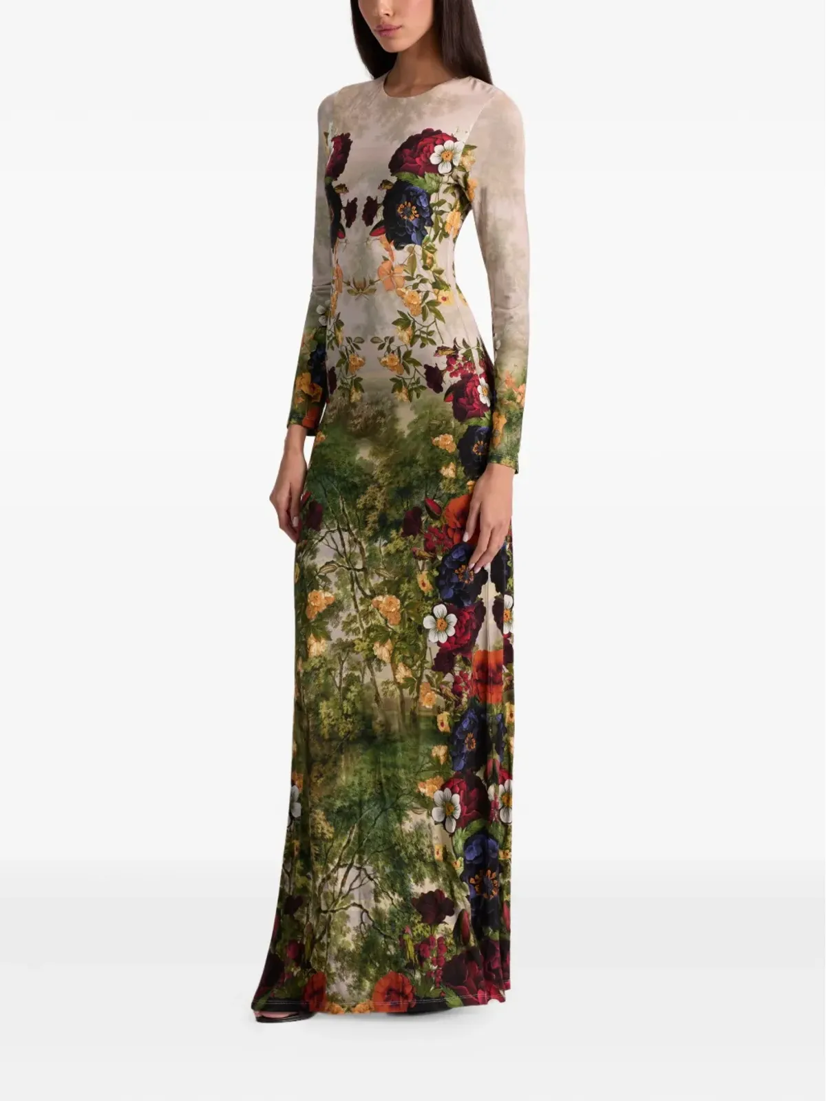 alice + olivia デルオラ 花柄プリント 長袖マキシドレス - 画像3