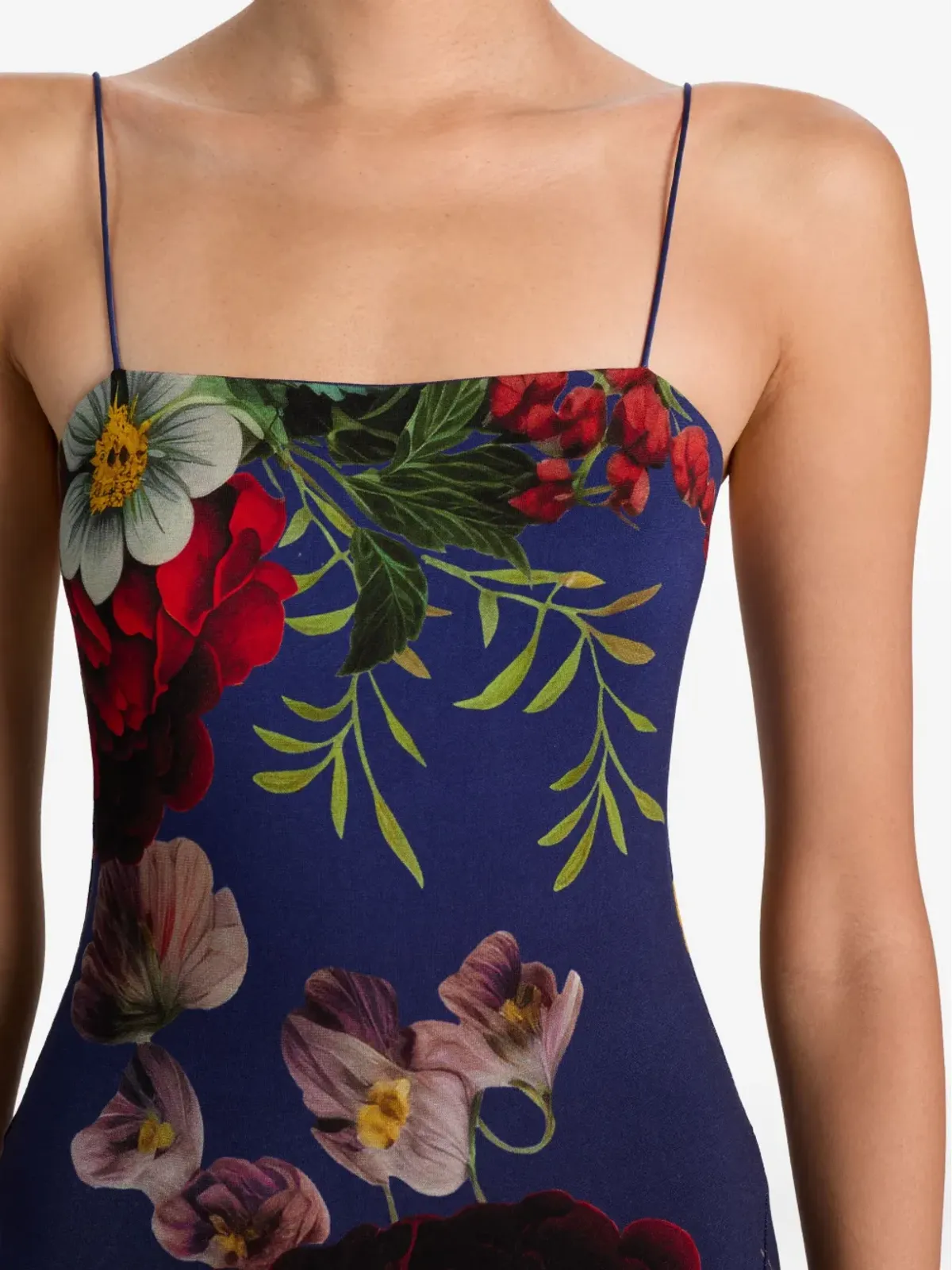 alice + olivia Augusta スパゲッティストラップ 花柄マキシドレス ブラック - 画像5