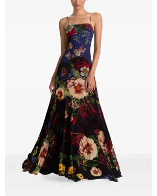 alice + olivia Augusta スパゲッティストラップ 花柄マキシドレス ブラック - サムネイル2