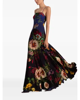 alice + olivia Augusta スパゲッティストラップ 花柄マキシドレス ブラック - サムネイル3