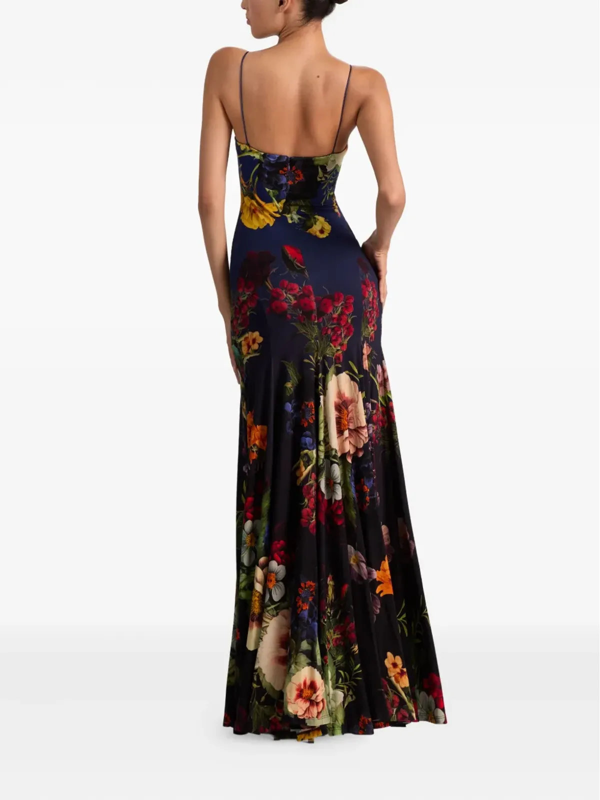 alice + olivia Augusta スパゲッティストラップ 花柄マキシドレス ブラック - 画像4