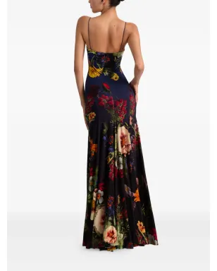 alice + olivia Augusta スパゲッティストラップ 花柄マキシドレス ブラック - サムネイル4