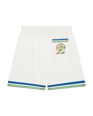 Casablanca モチーフ刺繍ストライプショートパンツ - ホワイト - サムネイル4
