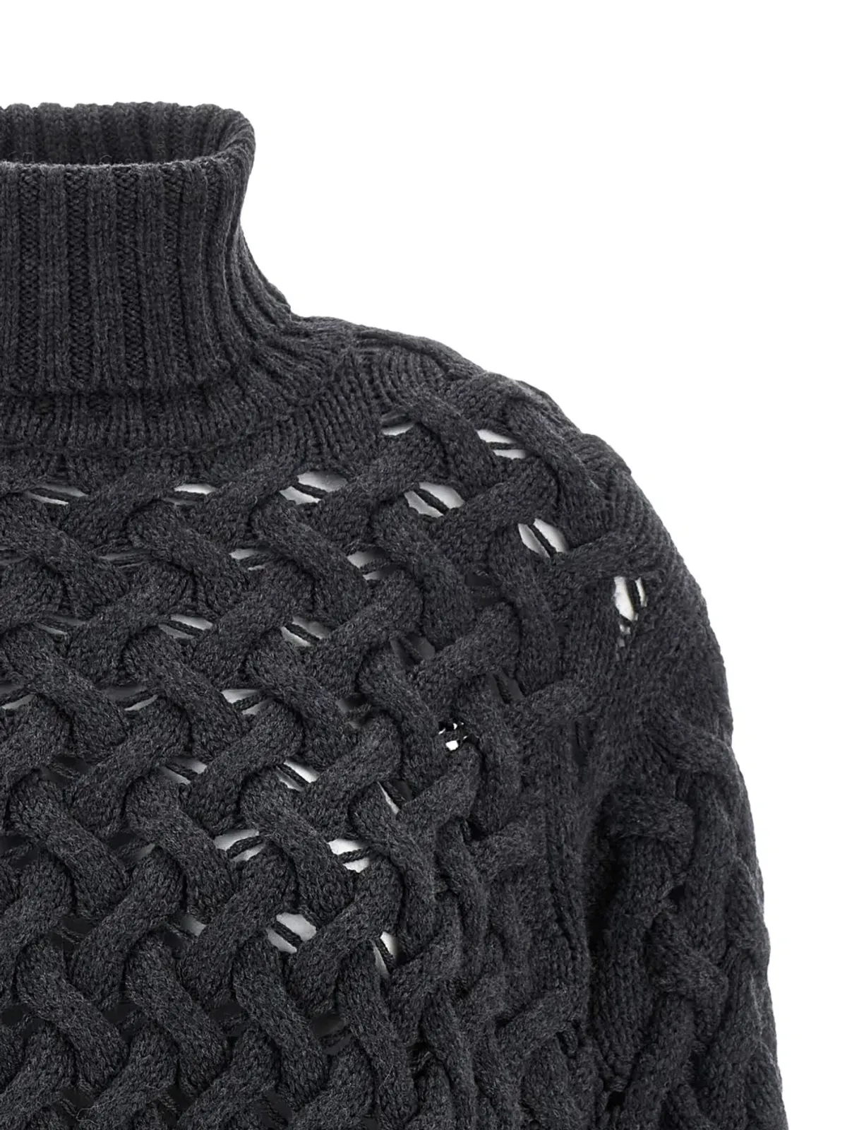 P.A.R.O.S.H. braided wool high-neck sweater - Grey - 画像4