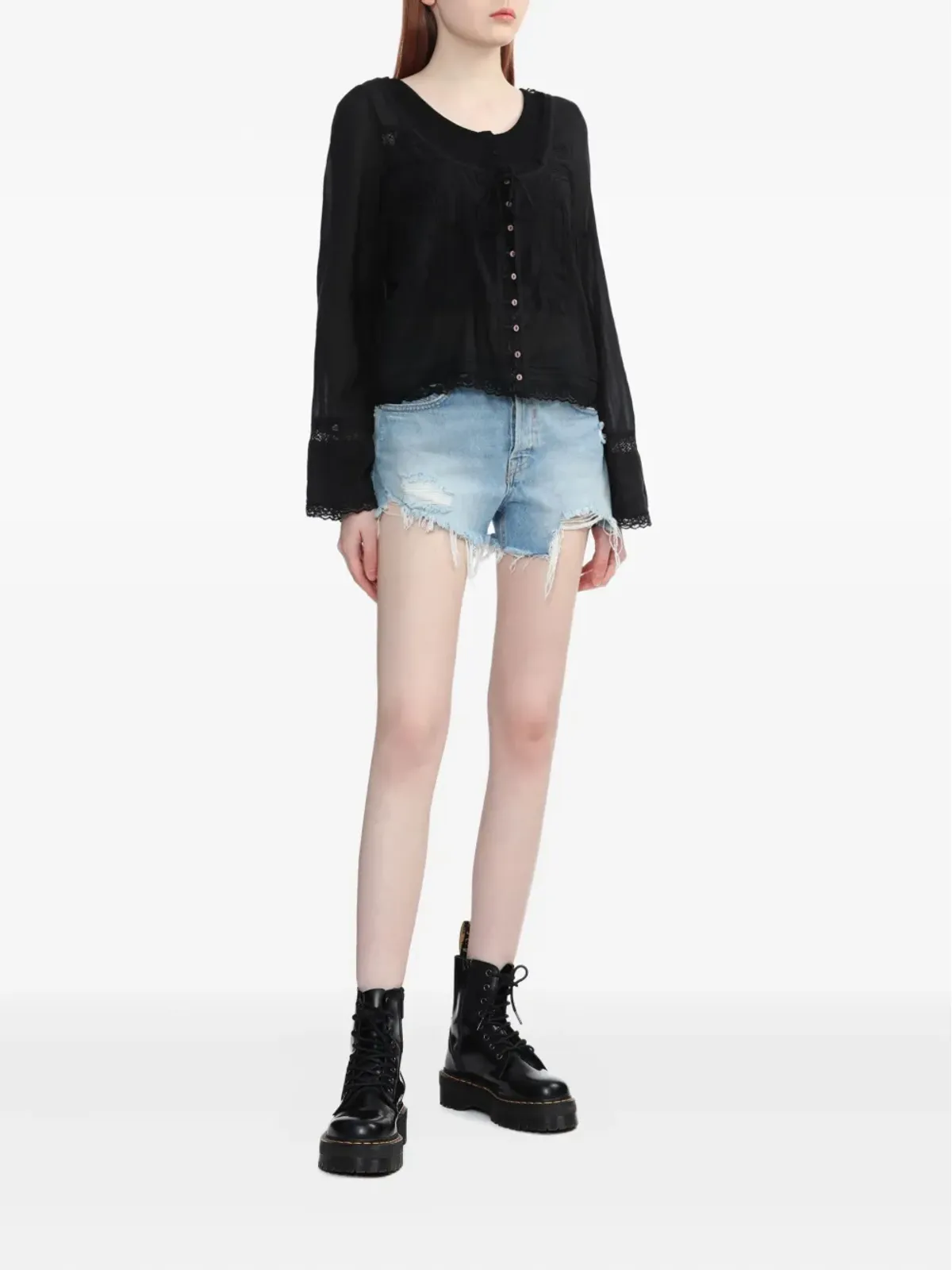 Free People レーストリムシャツ - 画像2