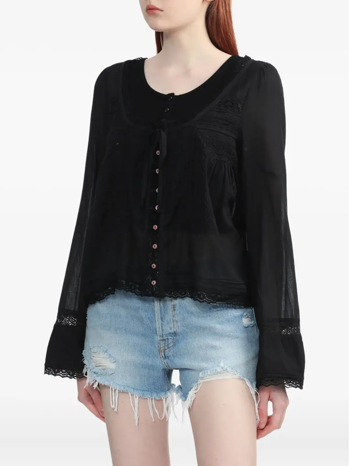 Free People レーストリムシャツ - 画像3