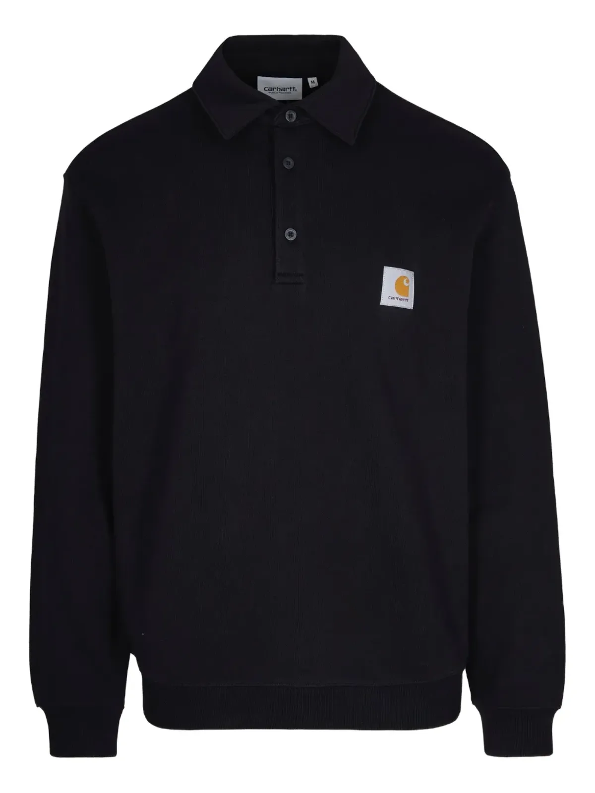 Carhartt WIP ロゴパッチ コットン ポロシャツ ブラック - 画像1