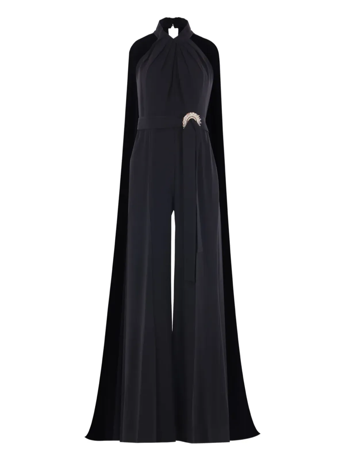 Elie Saab ドレープバック ジュエルバックル ジャンプスーツ ブラック - 画像1