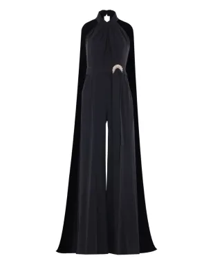 Elie Saab ドレープバック ジュエルバックル ジャンプスーツ ブラック - サムネイル1