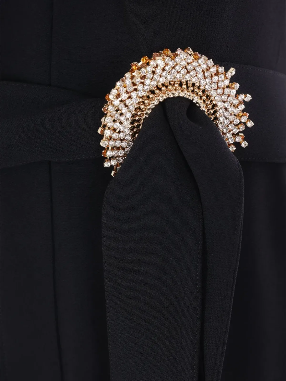 Elie Saab ドレープバック ジュエルバックル ジャンプスーツ ブラック - 画像4
