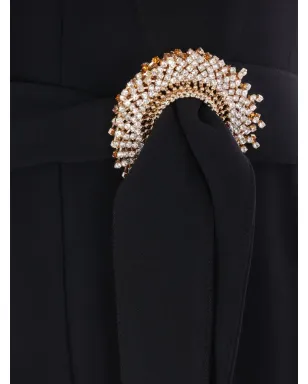 Elie Saab ドレープバック ジュエルバックル ジャンプスーツ ブラック - サムネイル4