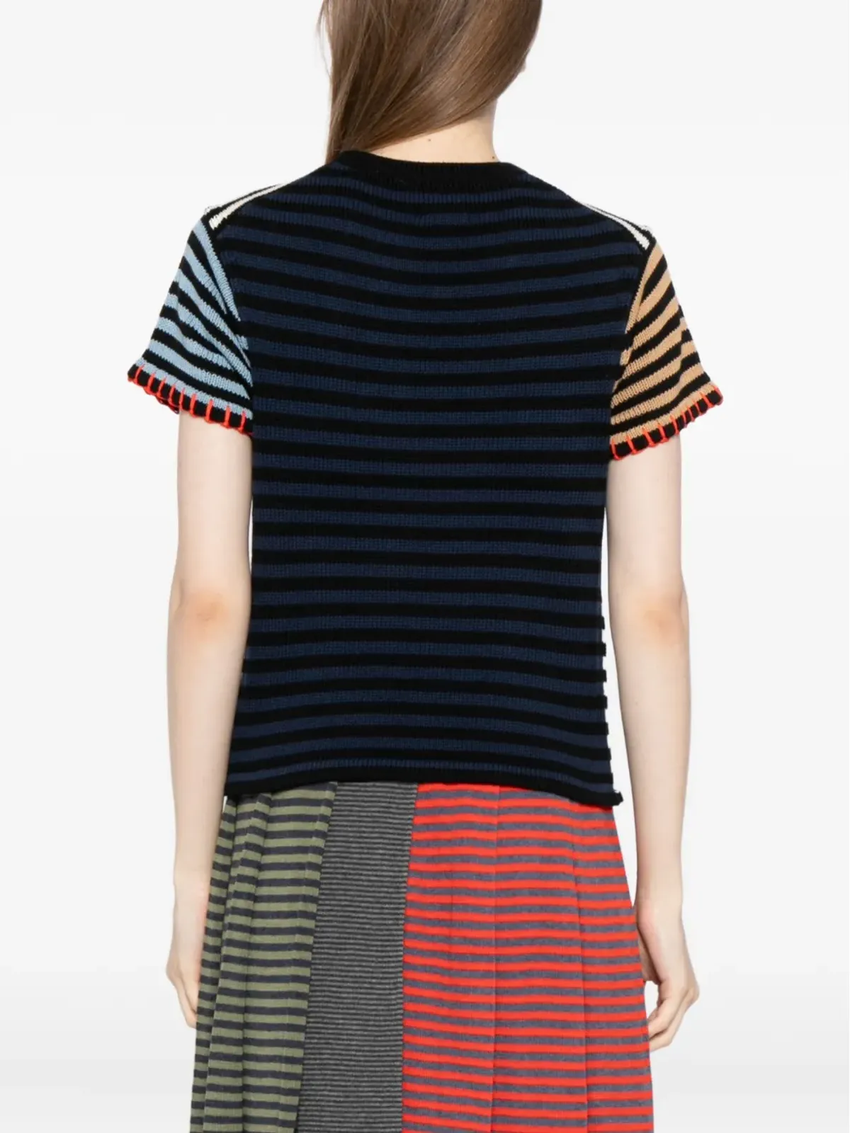 YANYAN KNITS striped cotton top - White - 画像4