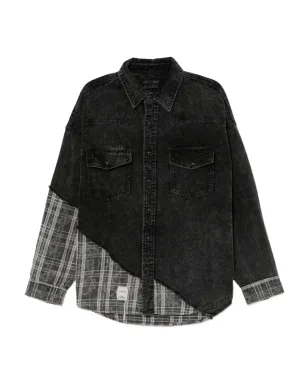 FIVE CM チェック柄シャツジャケット - ブラック - サムネイル1