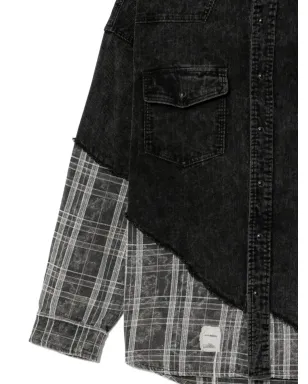 FIVE CM チェック柄シャツジャケット - ブラック - サムネイル3