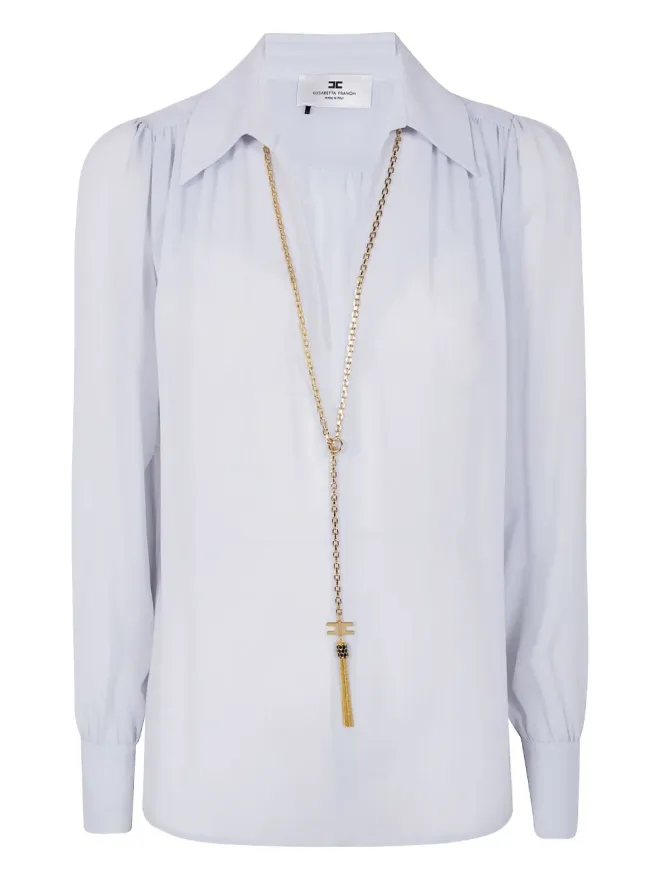 Elisabetta Franchi Elisabetta Franchi チェーン装飾のパフスリーブ ブラウスの商品画像
