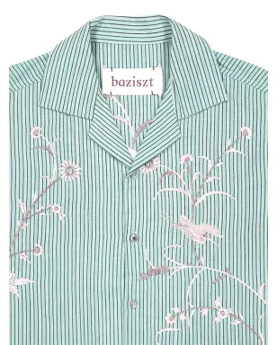 Baziszt Saba embroidered striped shirt - Blue - サムネイル5