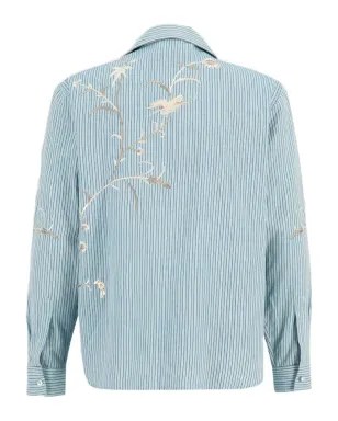 Baziszt Saba embroidered striped shirt - Blue - サムネイル2