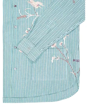 Baziszt Saba embroidered striped shirt - Blue - サムネイル4