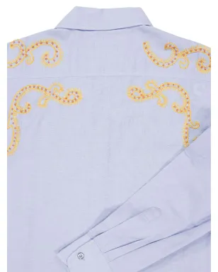 Baziszt Reverie embroidered shirt - Blue - サムネイル3