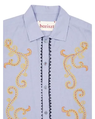 Baziszt Reverie embroidered shirt - Blue - サムネイル4