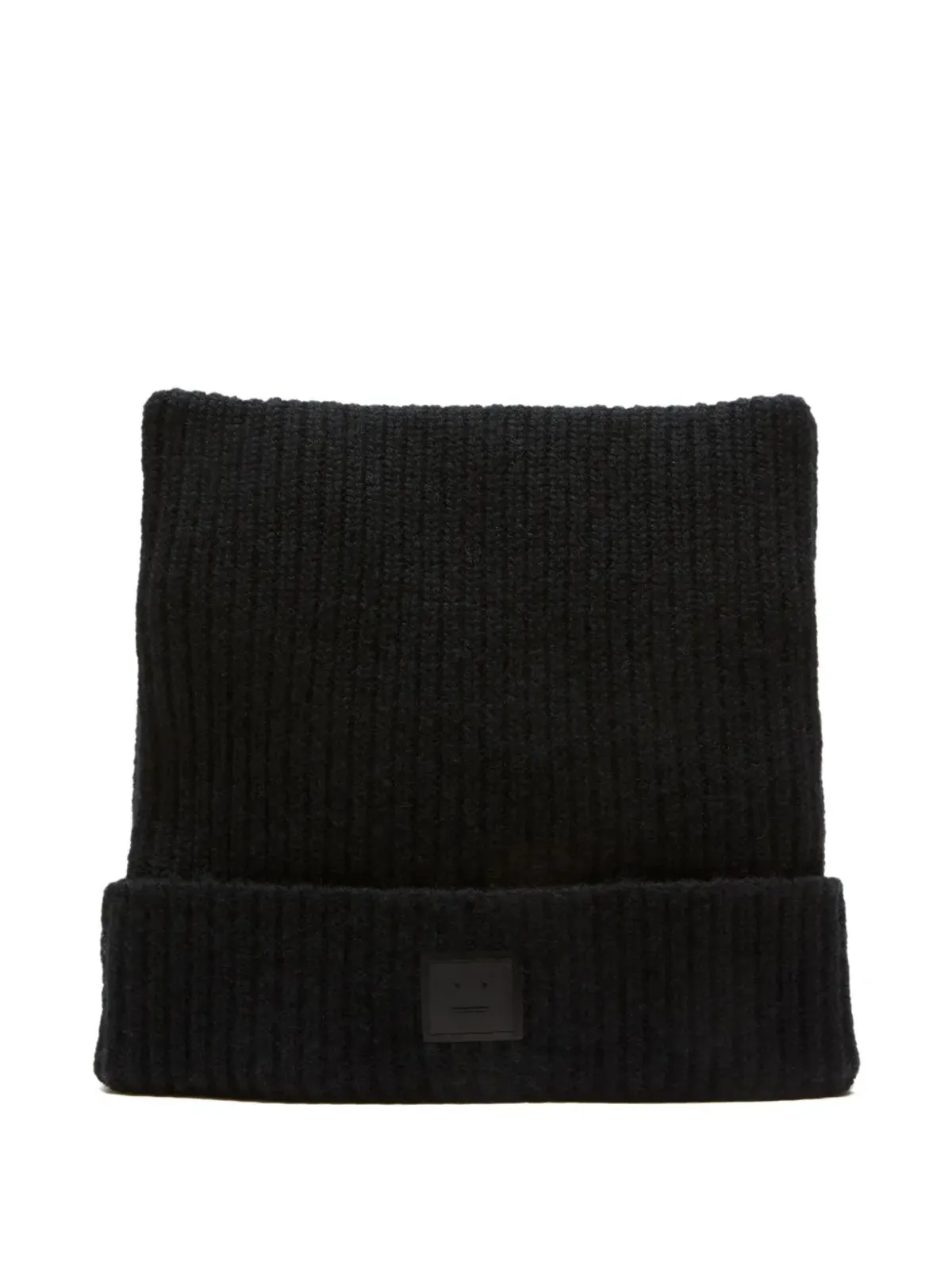 Acne Studios リブ編みフェイスパッチ付きビーニーハット - 画像1