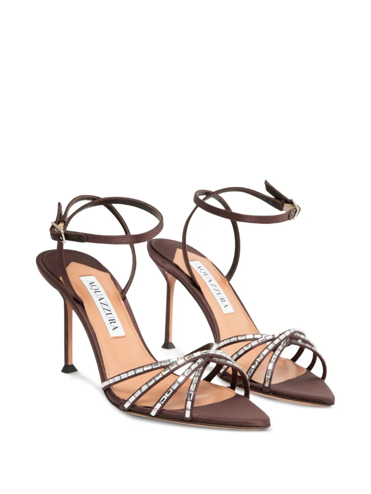 Aquazzura クリスタル装飾サテンサンダル - 画像2
