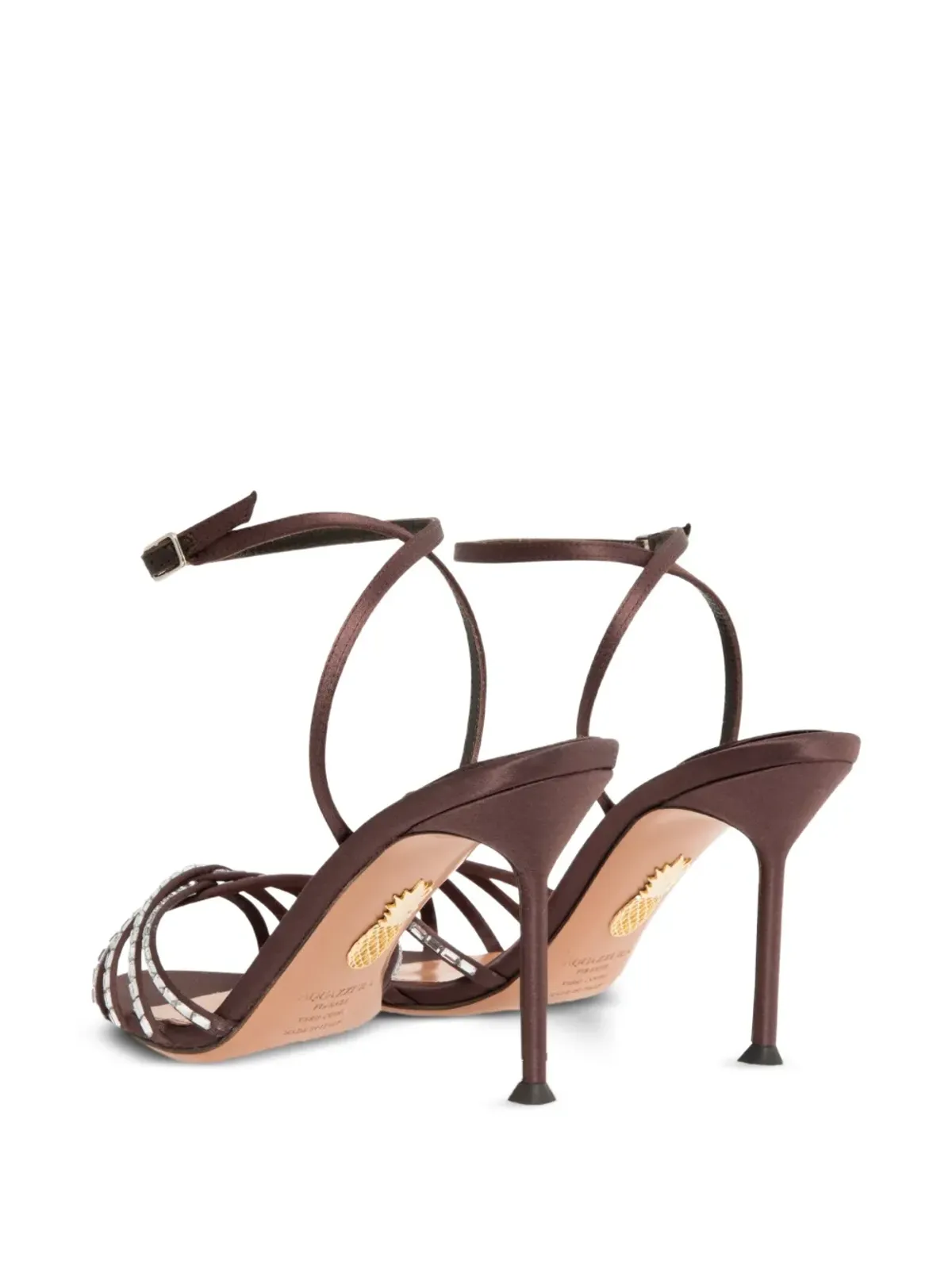 Aquazzura クリスタル装飾サテンサンダル - 画像4