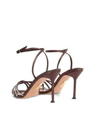 Aquazzura クリスタル装飾サテンサンダル - サムネイル4