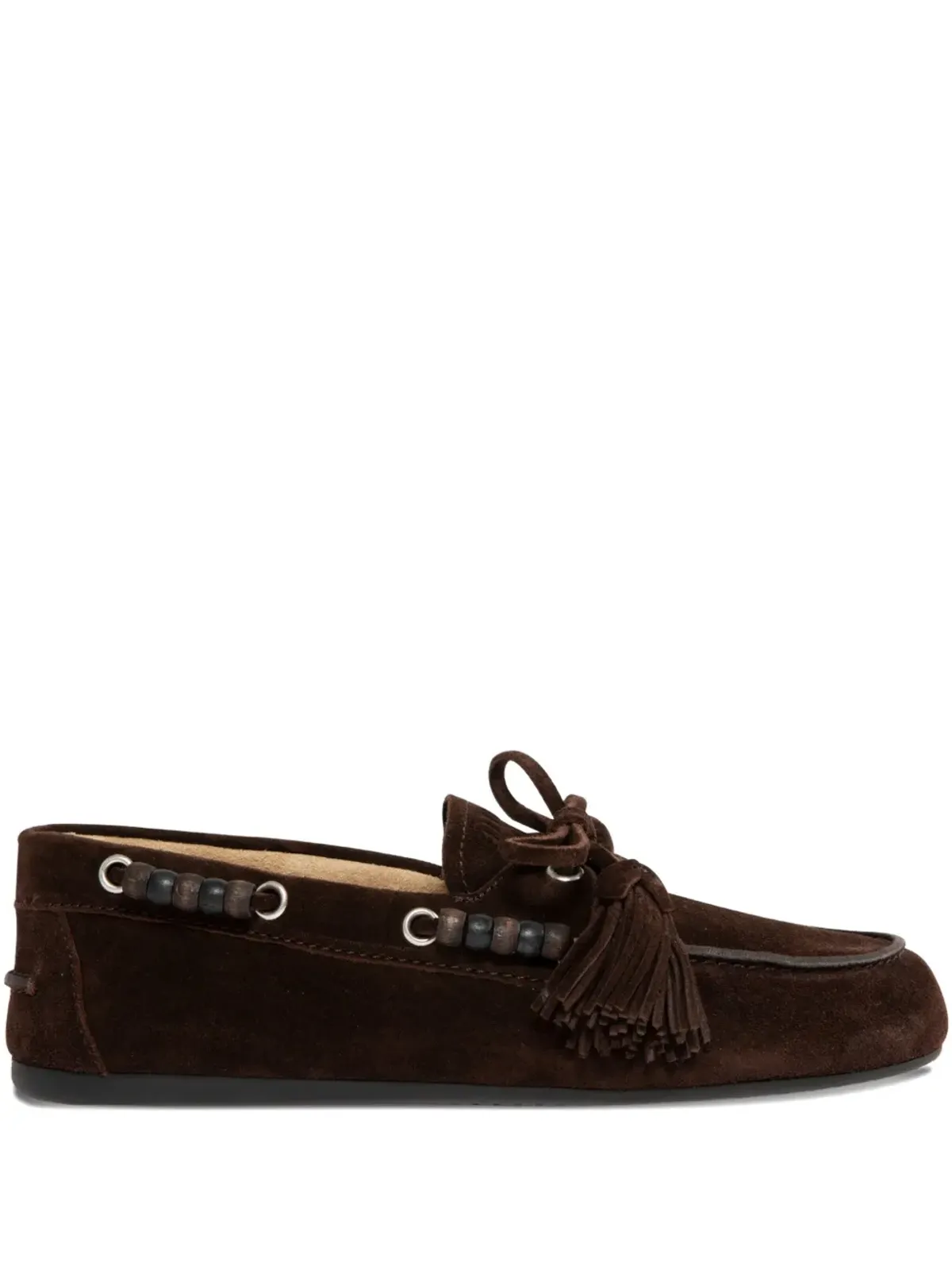 Miu Miu beaded tassel loafers - Brown - 画像1