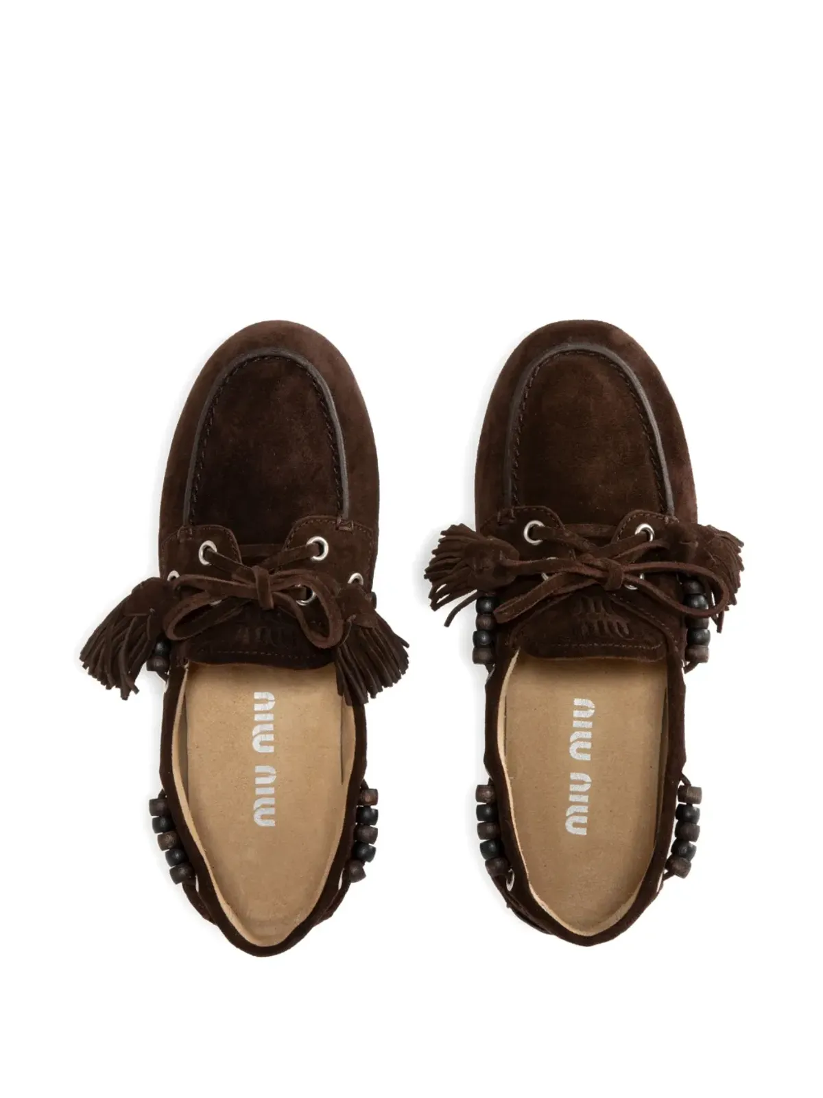 Miu Miu beaded tassel loafers - Brown - 画像3