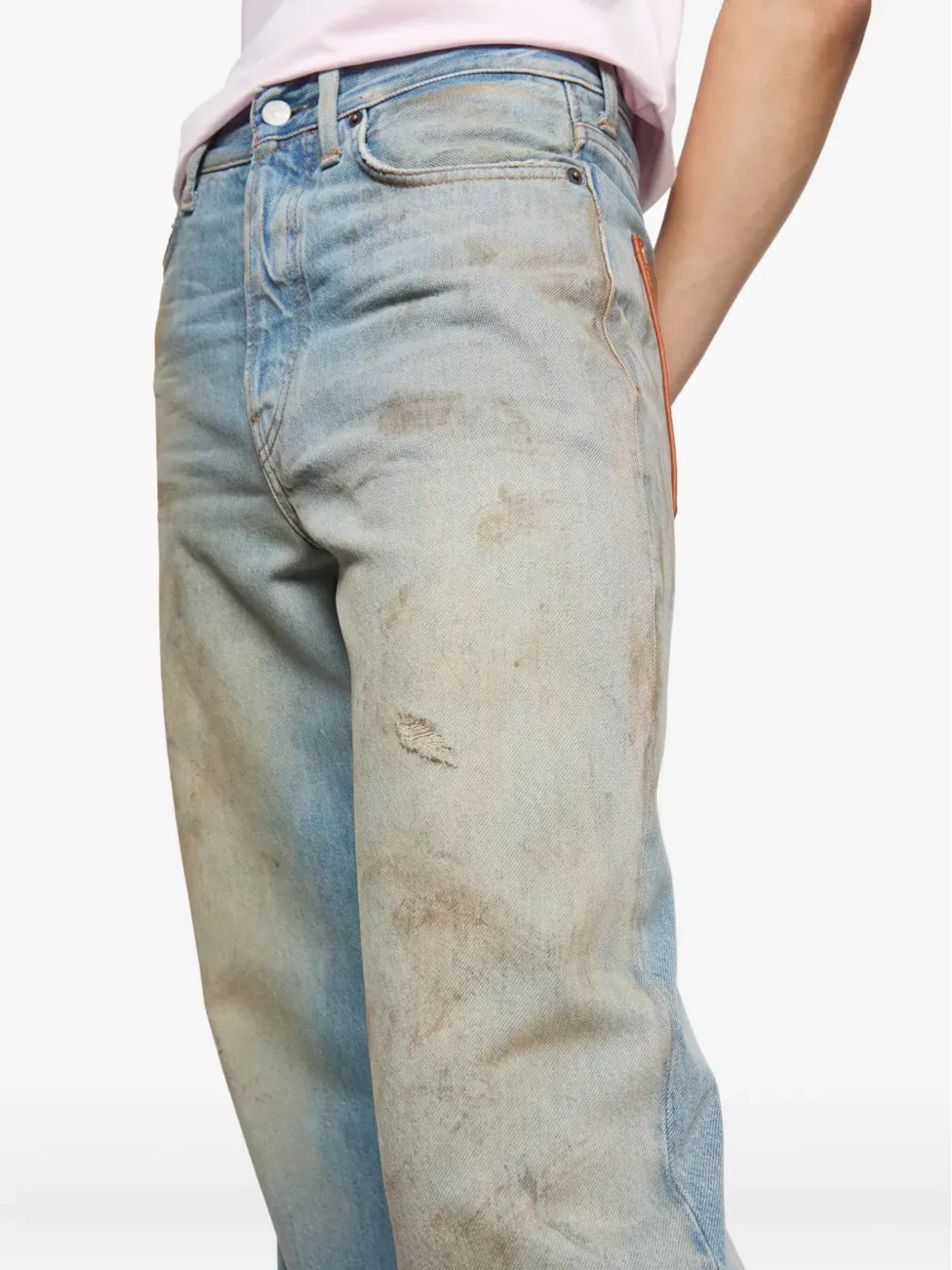 Acne Studios レザーパッチジーンズ ブルー - 画像5