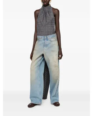 Acne Studios レザーパッチジーンズ ブルー - サムネイル2