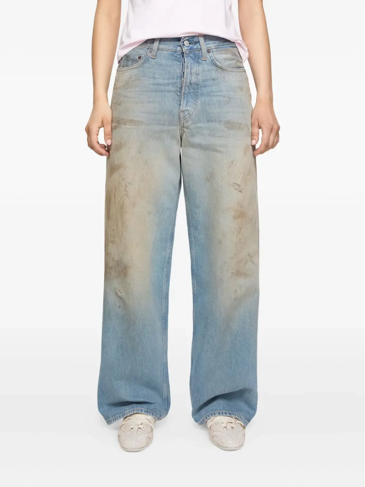 Acne Studios レザーパッチジーンズ ブルー - 画像3