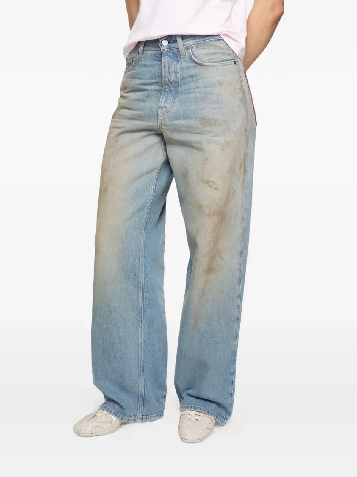 Acne Studios レザーパッチジーンズ ブルー - 画像4