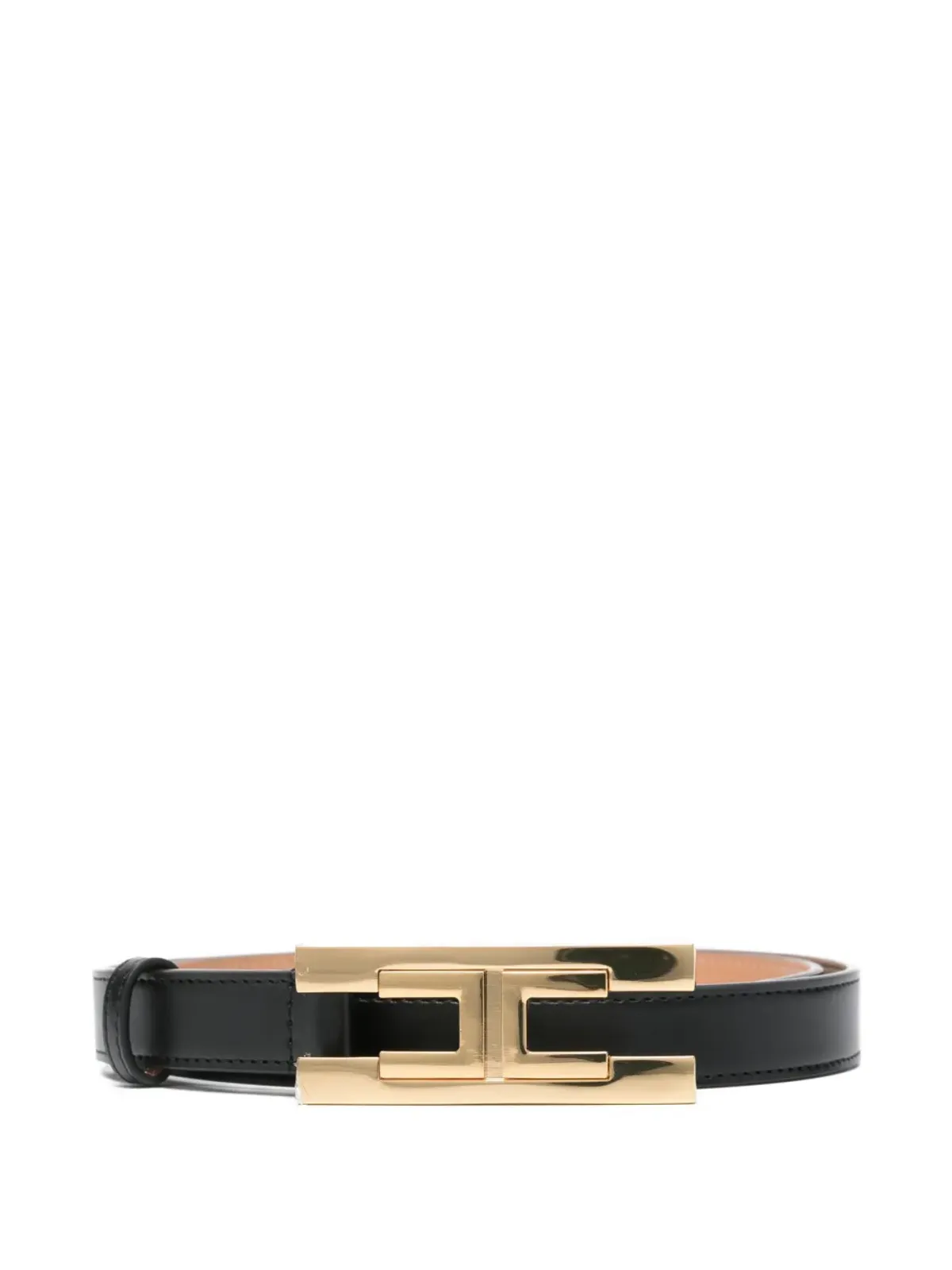 Elisabetta Franchi ブラックのバックル付きレザーベルト - 画像1