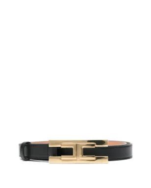 Elisabetta Franchi ブラックのバックル付きレザーベルト - サムネイル1