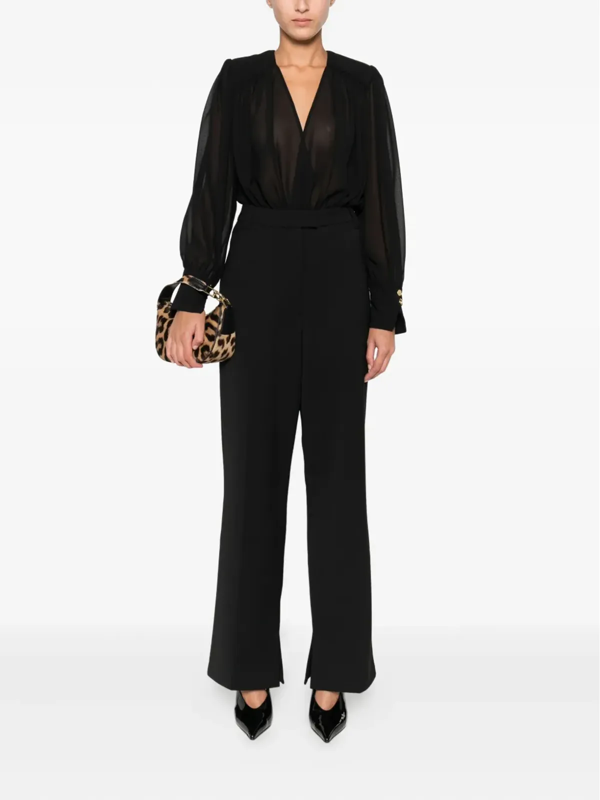 Elisabetta Franchi プリーツパネル ボタンカフ ボディスーツ - 画像2