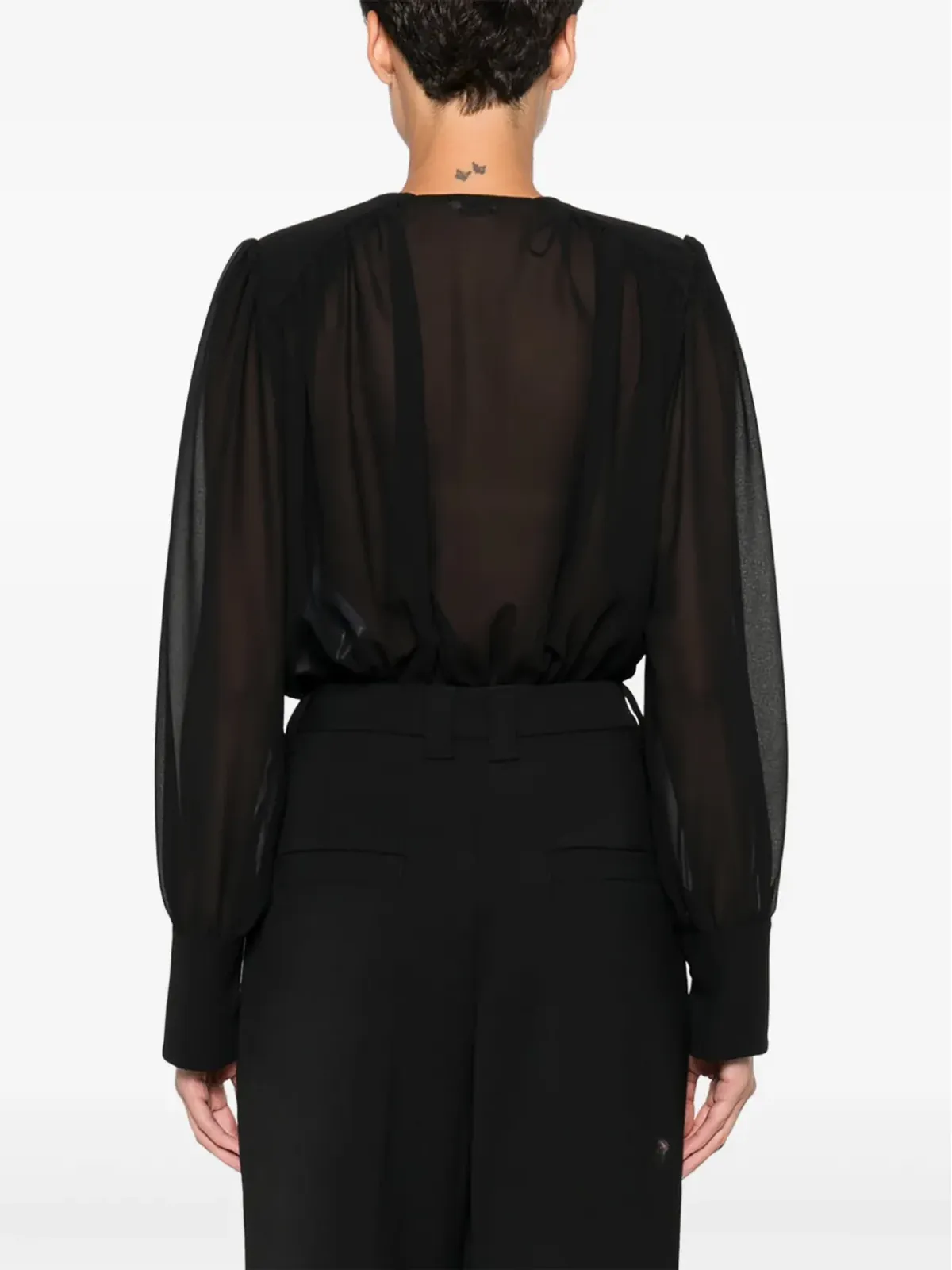 Elisabetta Franchi プリーツパネル ボタンカフ ボディスーツ - 画像4