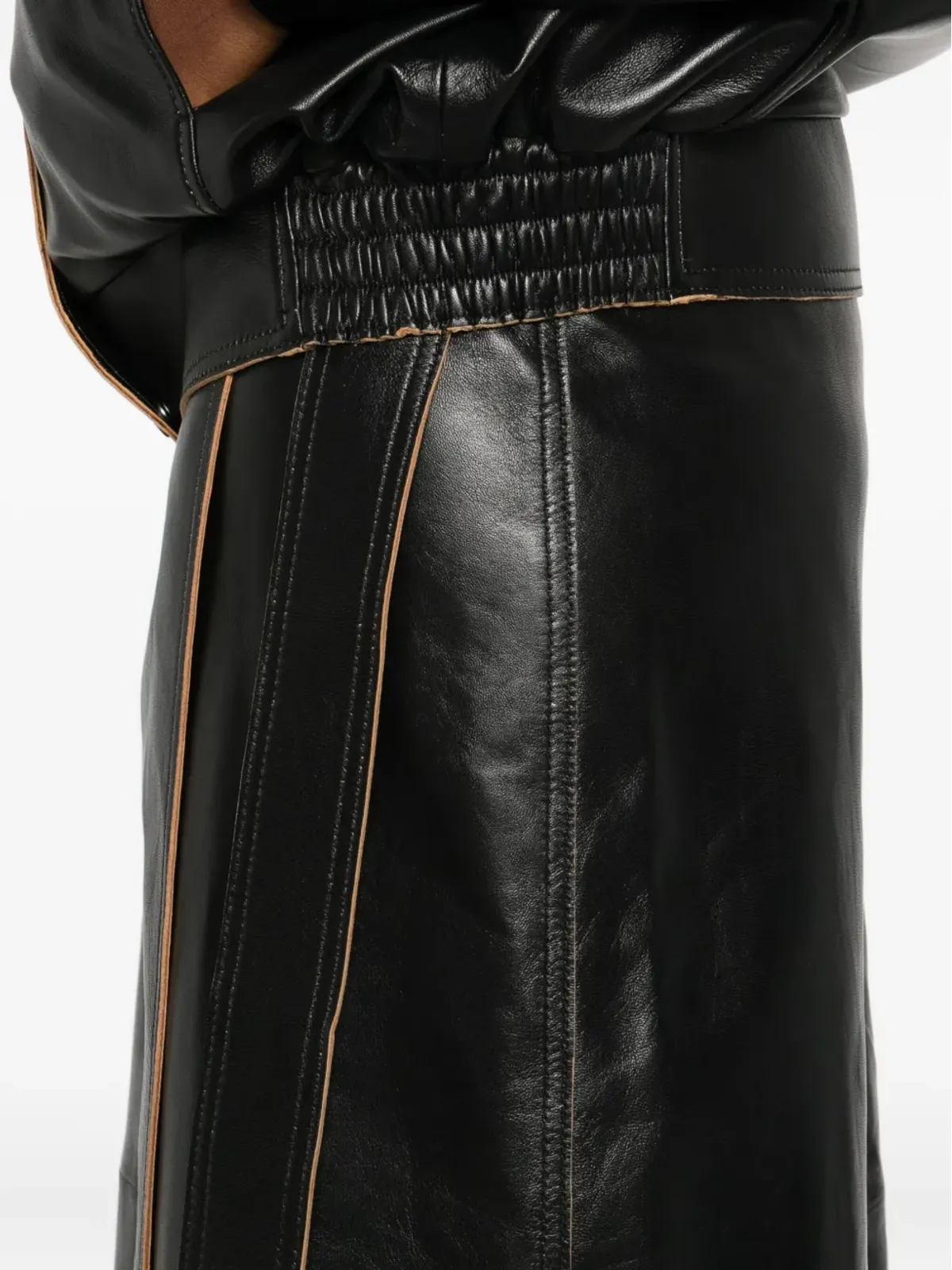 Calvin Klein ラップデザイン レザー スカート - 画像5