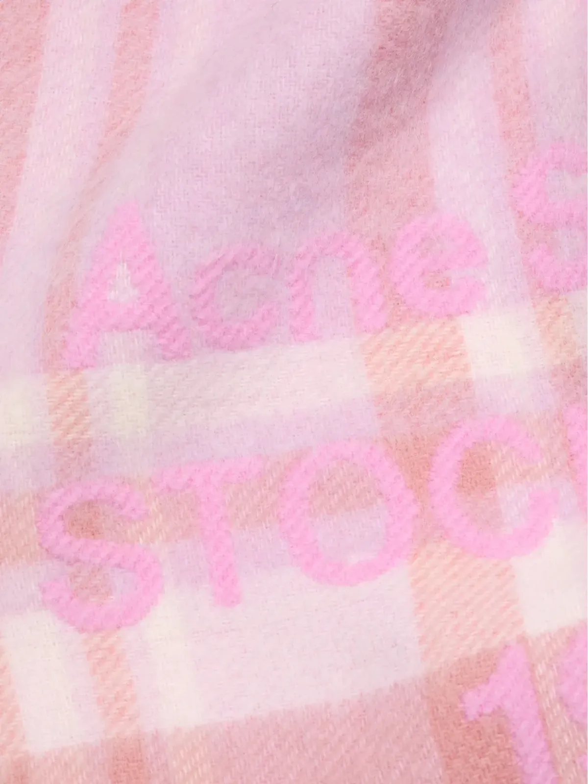 Acne Studios チェック柄フリンジスカーフ - ピンク - 画像3