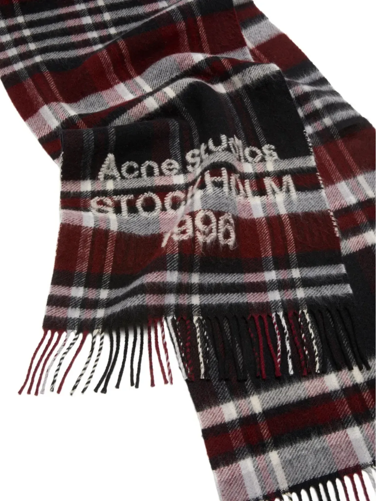 Acne Studios チェック柄ロゴスカーフ - 画像2
